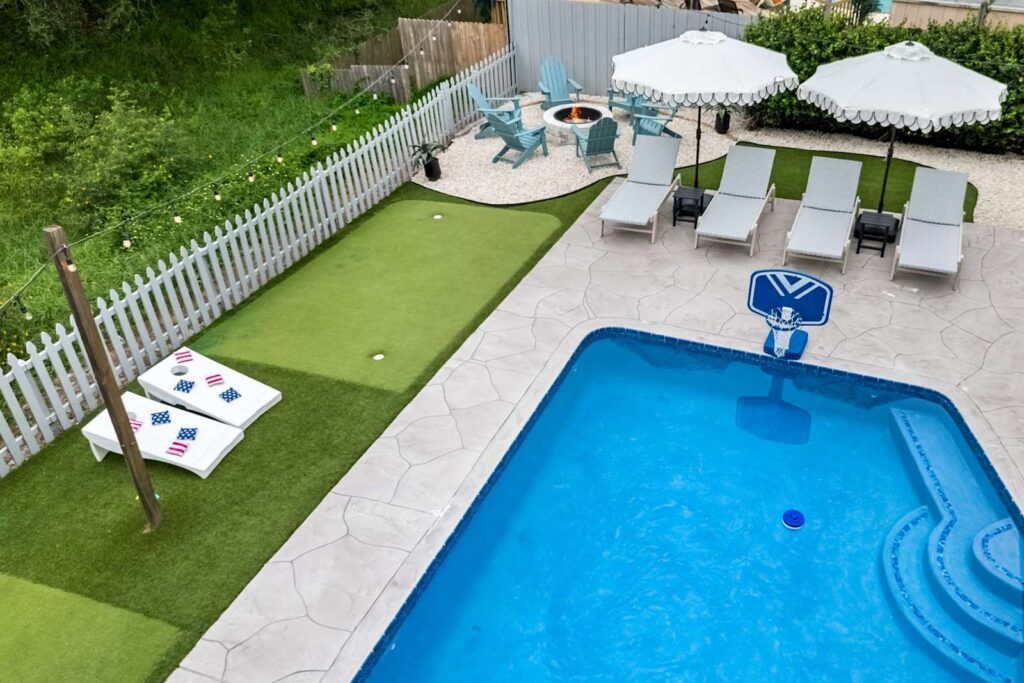 Traveling Through West Central Florida: A Pinellas Trip Guide 6 Aerial view of the pool and the yard at Seminole Sands